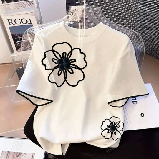 Damen T-Shirt mit floralem Design und lockerem Schnitt R&B