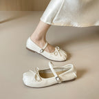 Damen Ballerinas mit modischem Schleifenakzent und elegantem Metallic-Finish