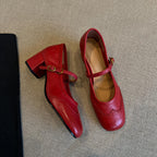 Damen elegante Mary Janes mit modischem Riemen und hochwertiger Ledersohle R&B