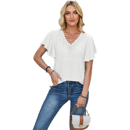 Damen Spitzenshirt mit Volants R&B