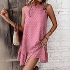 Damen Minikleid mit Herzmuster und Volantabschluss R&B