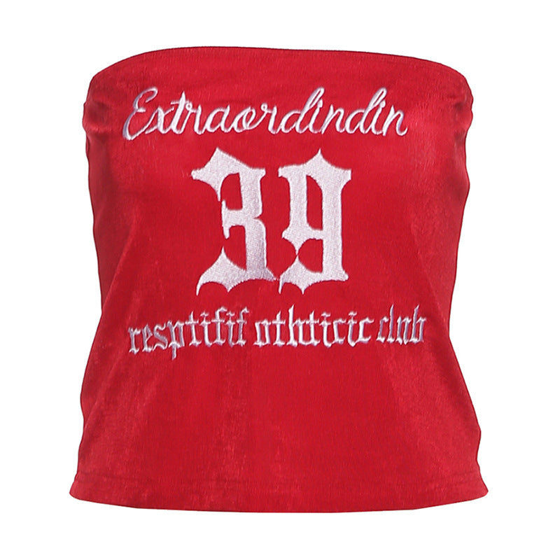 Damen Crop-Top mit kreativem Schriftzug R&B