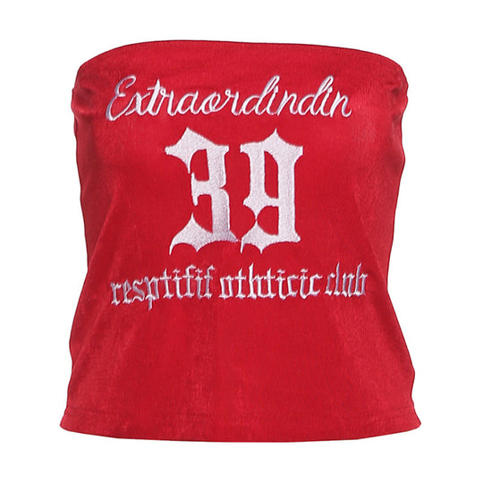 Damen Crop-Top mit kreativem Schriftzug R&B