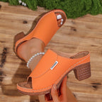Damen Komfortable Open-Toe Pantoletten mit Holz-Optik R&B