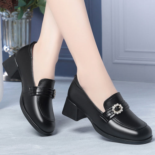 Damen Elegante Mokassins mit modischem Schmuckdetail und komfortablem Blockabsatz R&B