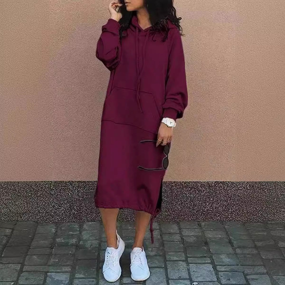 Damen Hoodie-Kleid mit lässiger Passform und praktischen Taschen R&B