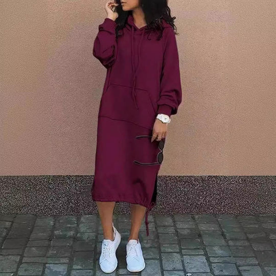 Damen Hoodie-Kleid mit lässiger Passform und praktischen Taschen R&B
