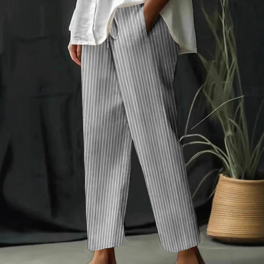 Damen Freizeithose mit gestreiftem Design und komfortablem Bund R&B
