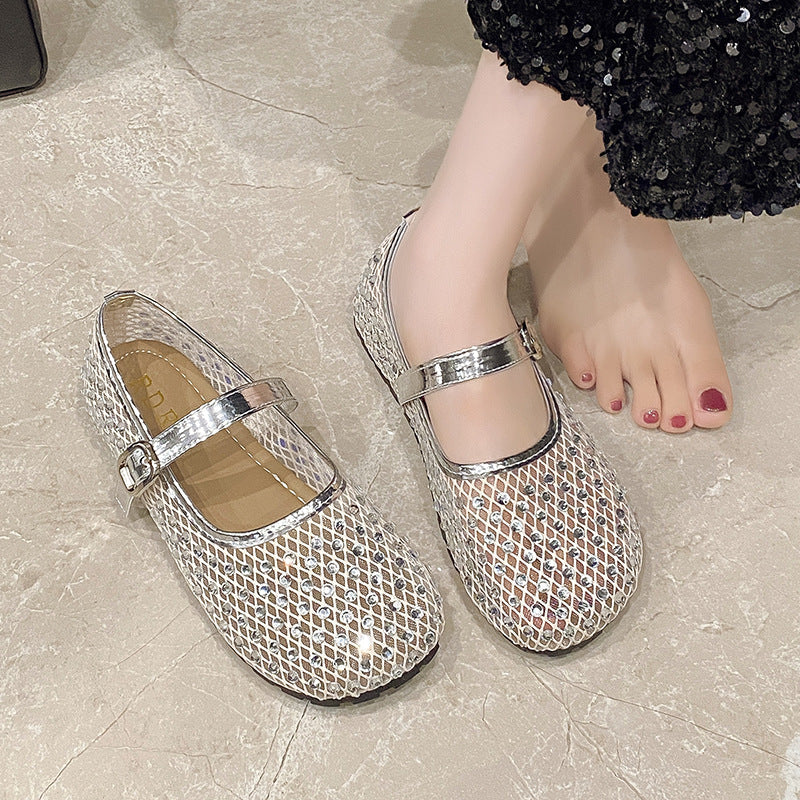 Damen Ballerinas mit geschlitzten Riemen und dekorativen Schleifen R&B