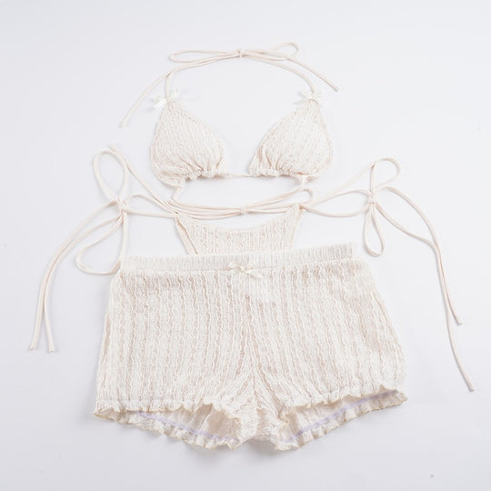 Damen Triangel-Bikini-Set mit verstellbaren Trägern und Rüschendetails R&B