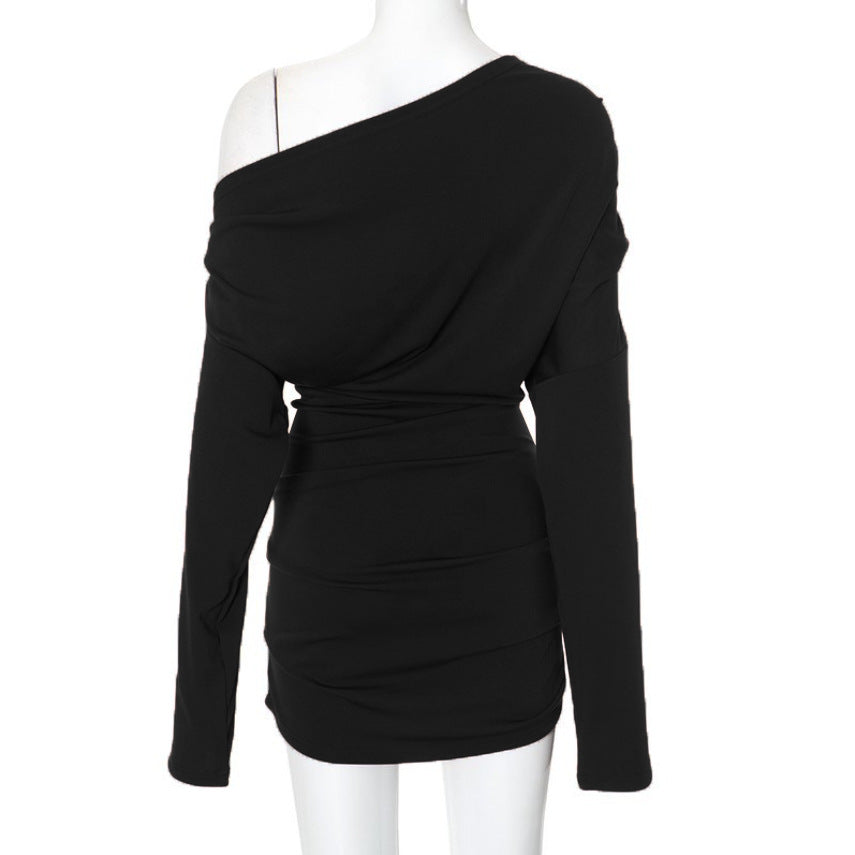 Damen Longsleeve Oberteil mit asymmetrischem Ausschnitt und raffiniertem Drapierungseffekt R&B