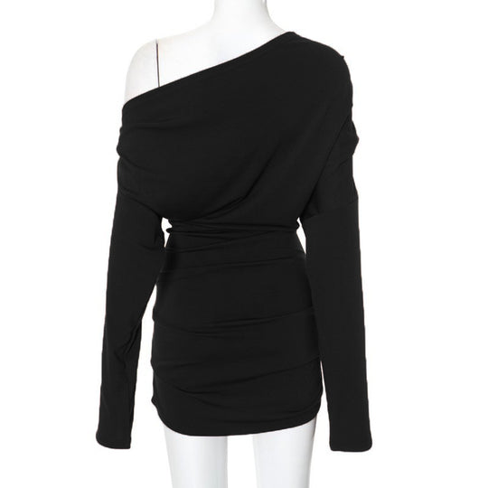 Damen Longsleeve Oberteil mit asymmetrischem Ausschnitt und raffiniertem Drapierungseffekt R&B