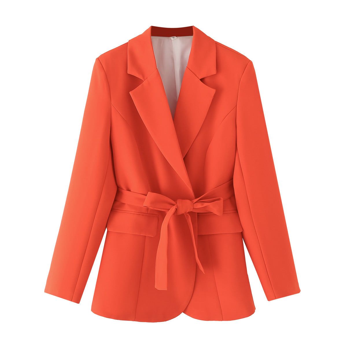 Damen taillierte Blazerjacke mit praktischen Taschen und Bindegürtel R&B