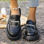Damen Loafers mit dekorativer Kettenapplikation und robustem Profil R&B