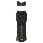 Damen Etuikleid mit gerafftem Bustier-Oberteil und hohem Schlitz R&B