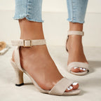 Damen Elegante High Heel Sandalen mit verspieltem Riemendesign R&B