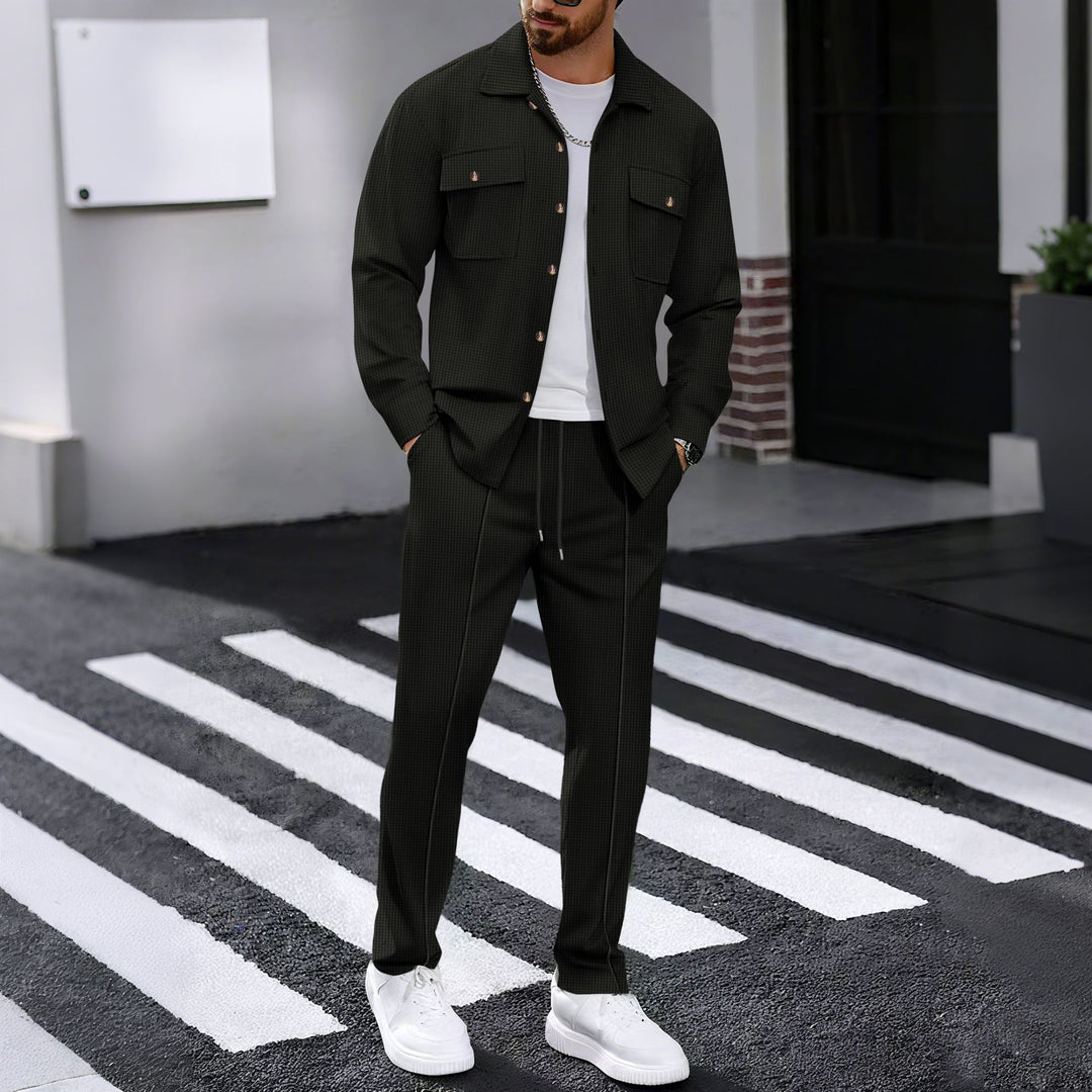 Herren modisches Freizeit-Set mit strukturierter Jacke und bequemen Hosen R&B