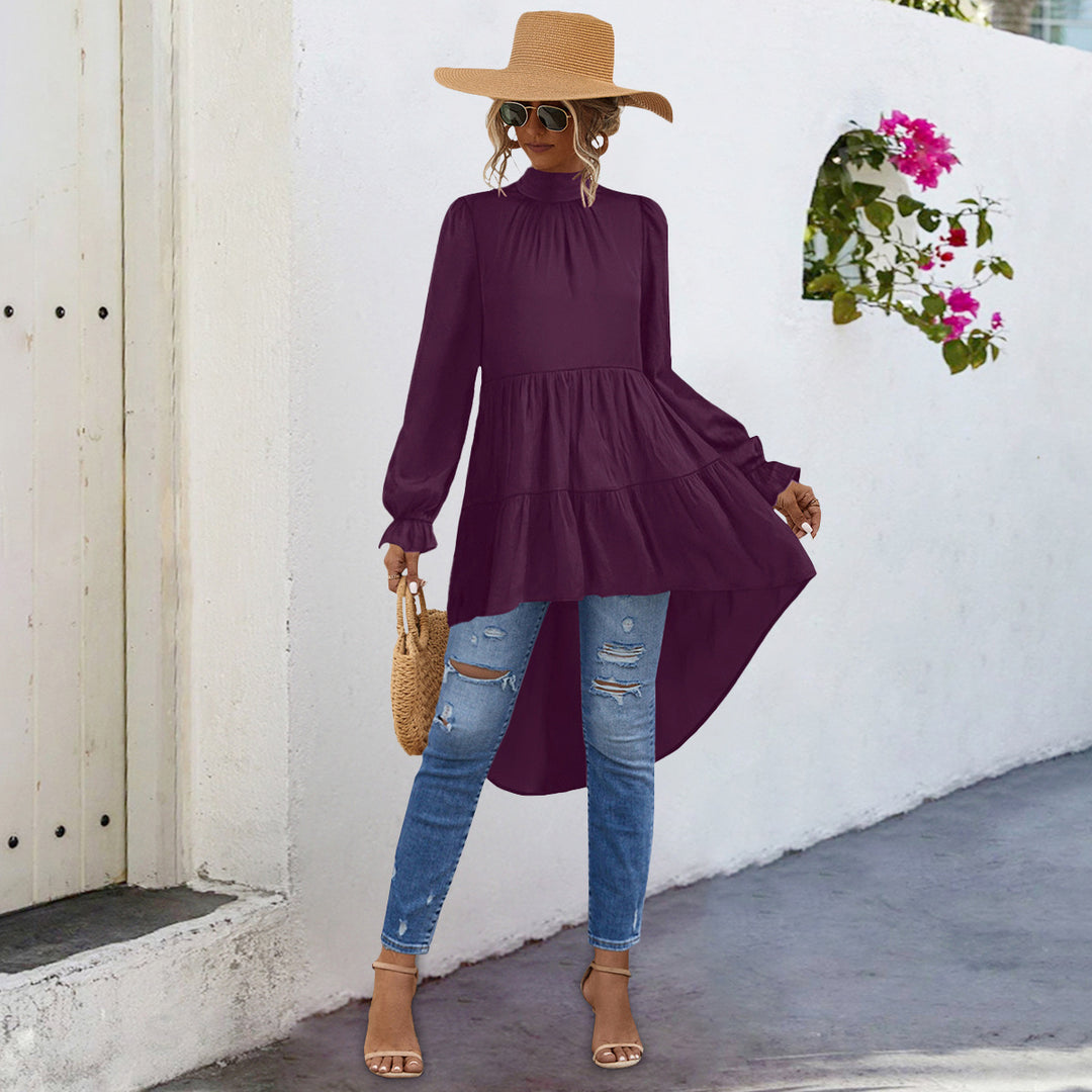 Damen Tunika mit gerafftem Design und asymmetrischem Saum R&B