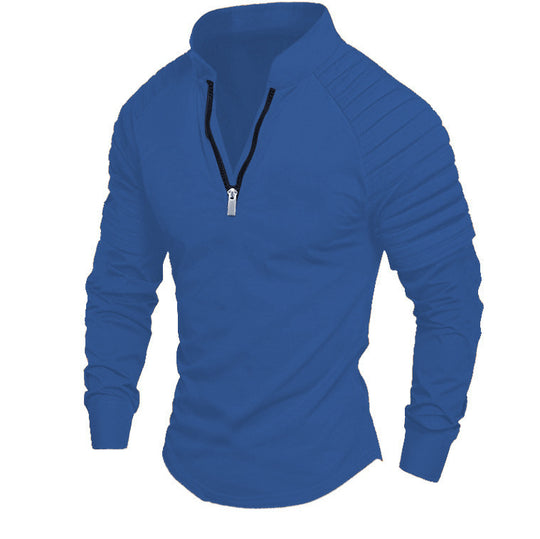 Herren Trainingsshirt mit hohem Kragen und dezentem Reißverschluss R&B