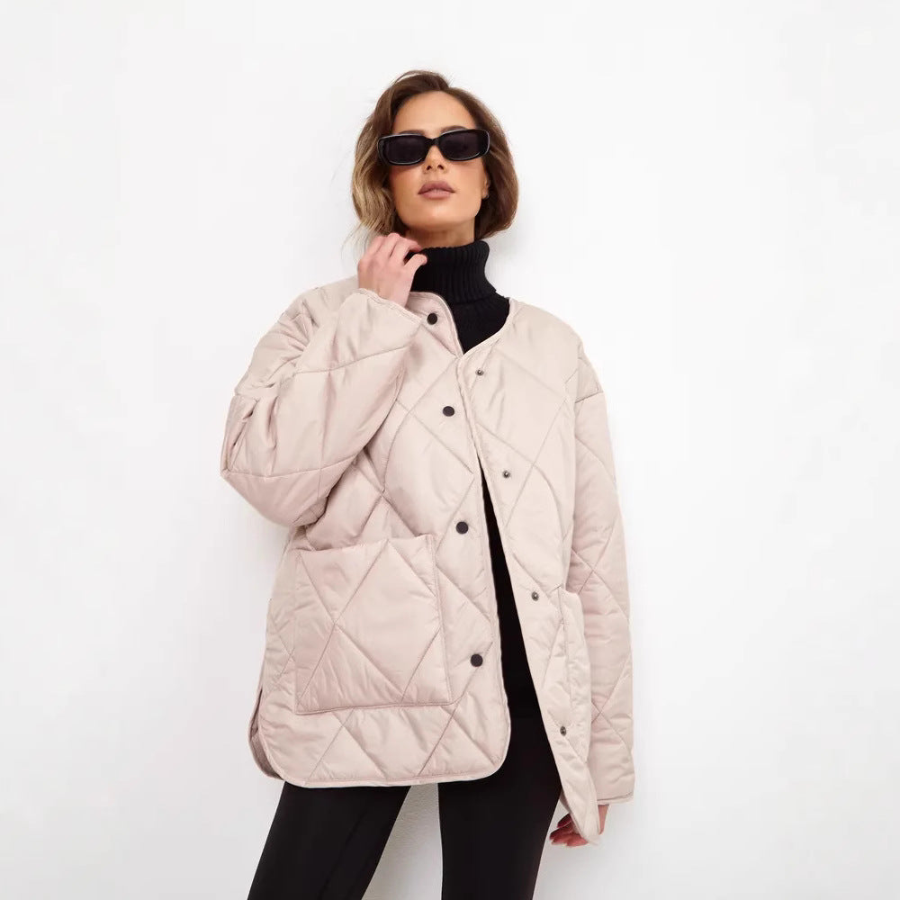 Damen gesteppte Freizeitjacke mit hoch geschlossenem Kragen und modischem Schnitt R&B