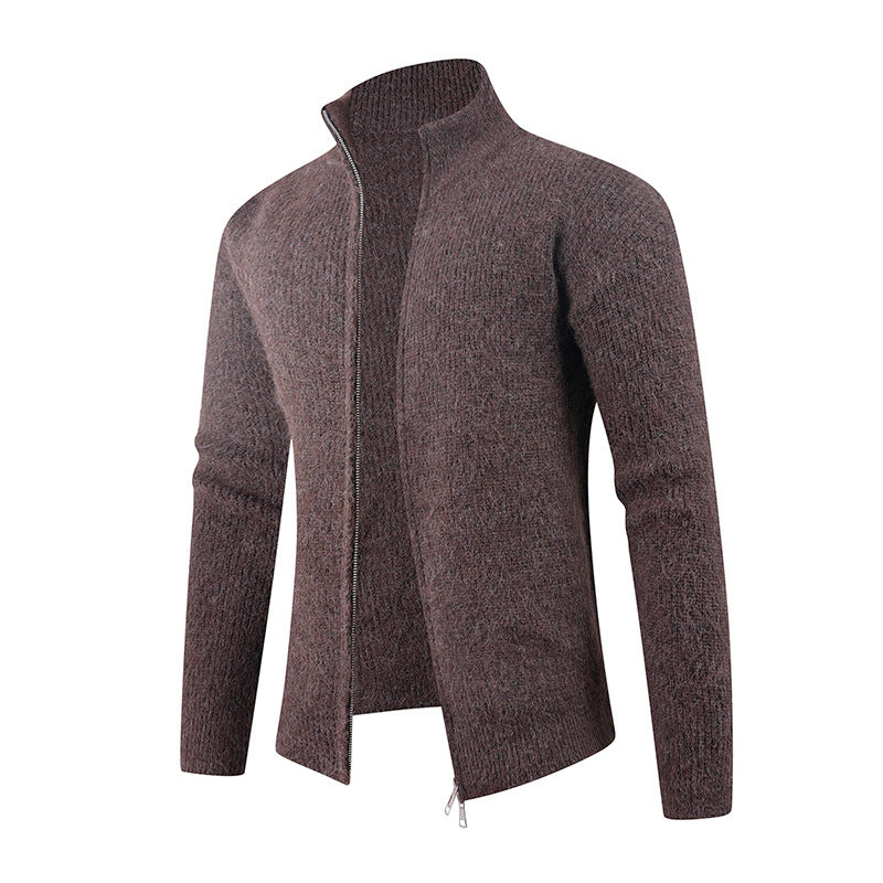 Herren Strickpullover mit hohem Kragen und dekorativem Reißverschluss R&B