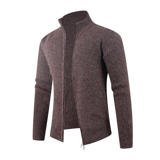 Herren Strickpullover mit hohem Kragen und dekorativem Reißverschluss R&B