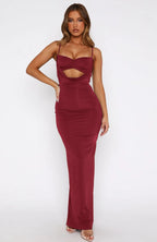 Damen Edles Maxikleid mit figurformendem Schnitt und raffiniertem Cut-Out R&B