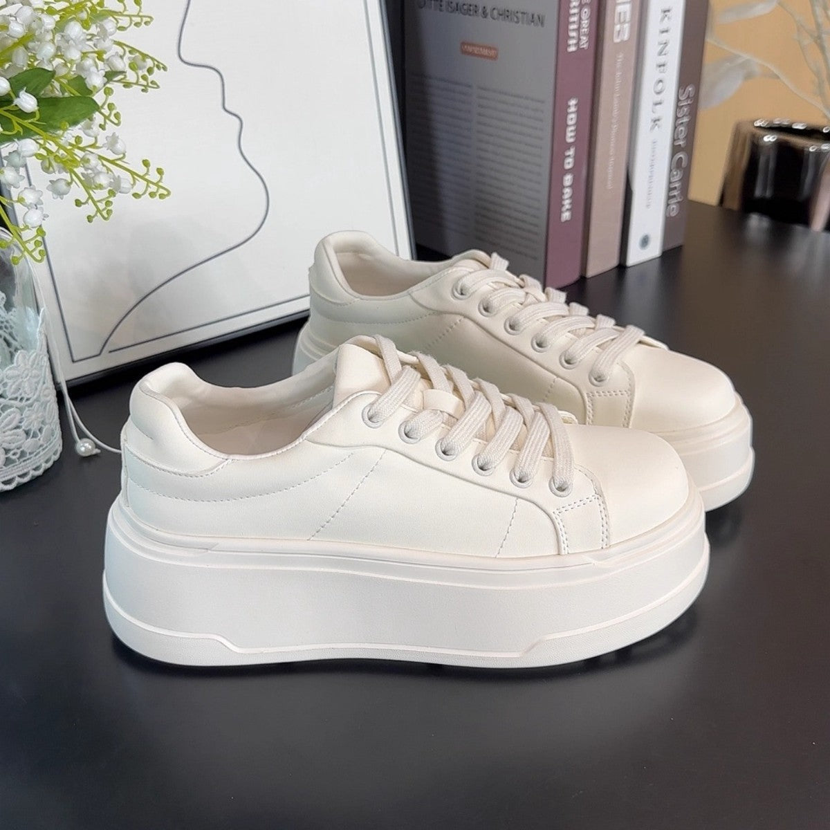 Damen modische Plateau Sneakers mit bequemer Innensohle und rutschfester Sohle R&B