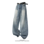 Damen Weitgeschnittene Jeans mit hohem Bund und integriertem Gürtel R&B