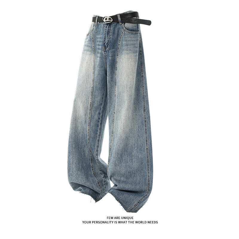 Damen Weitgeschnittene Jeans mit hohem Bund und integriertem Gürtel R&B