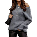 Damen lässiger Pullover mit offenem Schulterdesign und weichem Strick R&B