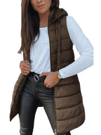 R&B | Ärmellose Lässige Steppjacke mit Kapuze und Reißverschluss