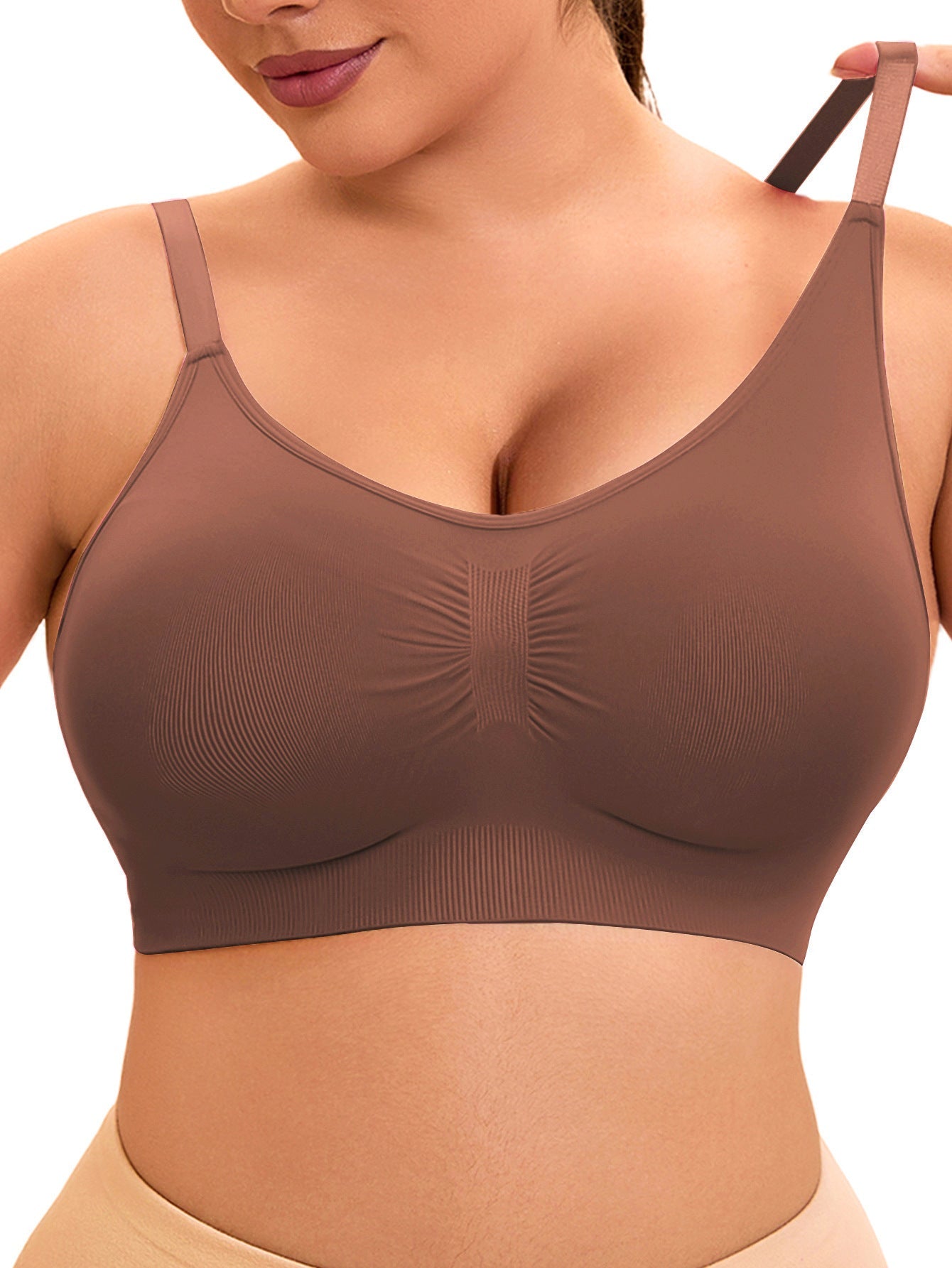 Damen sportlicher Bralette-BH mit nahtloser Passform und elastischem Unterband R&B