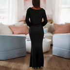 Damen elegantes Spitzenkleid mit langem Rock und lockerer Passform R&B