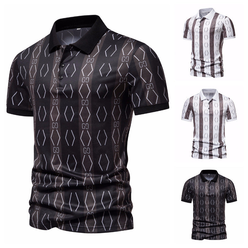 Herren Poloshirt mit einzigartigem grafischen Muster und modernem Kragen