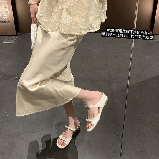Damen elegante Sling-Pantoletten mit verstellbarem Riemen und komfortablem Fußbett R&B