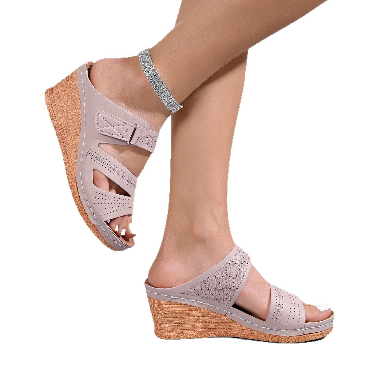 Damen Wedge-Pantoletten mit modischem Riemendesign und komfortabler Fußbettung R&B