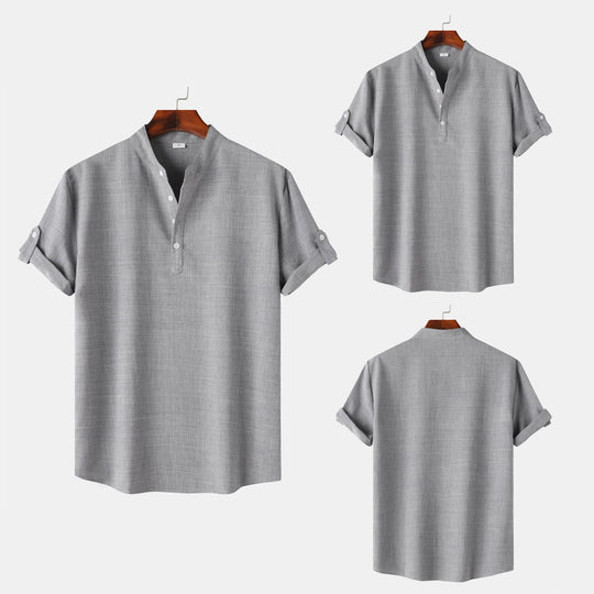 Herren Kurzarmhemd mit innovativem Henley-Ausschnitt und lässigem Look R&B