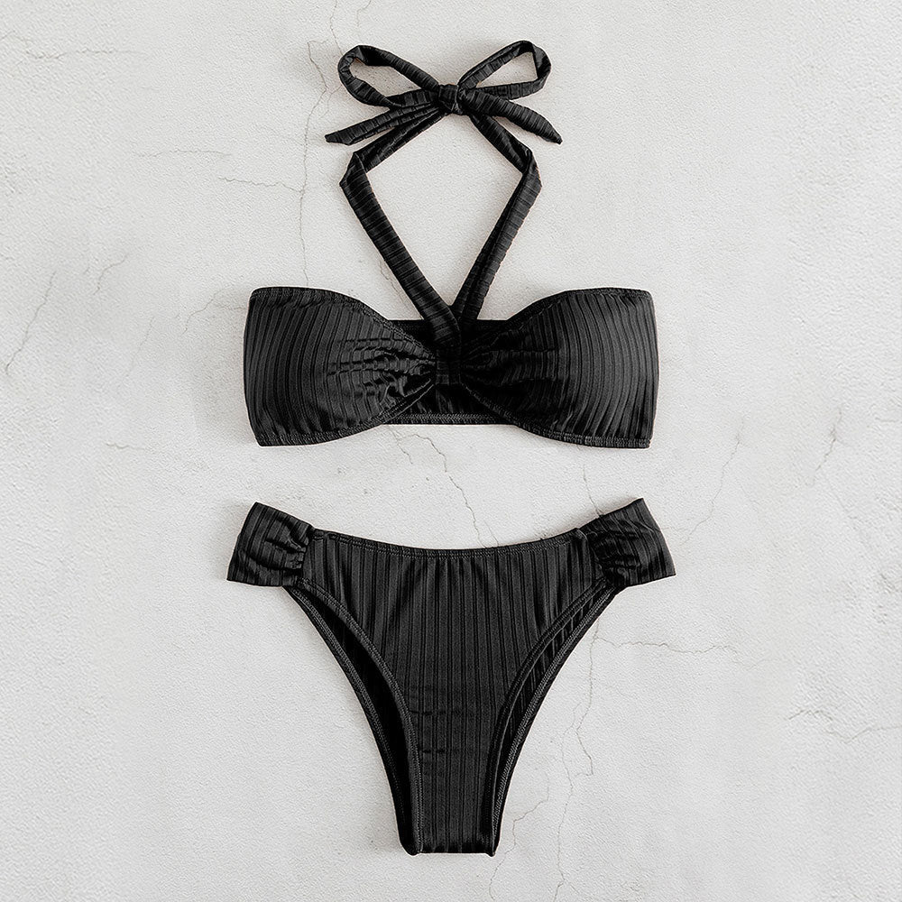 Damen Bandeau-Bikini mit herausragendem Wickeldesign und verstellbaren Trägern R&B