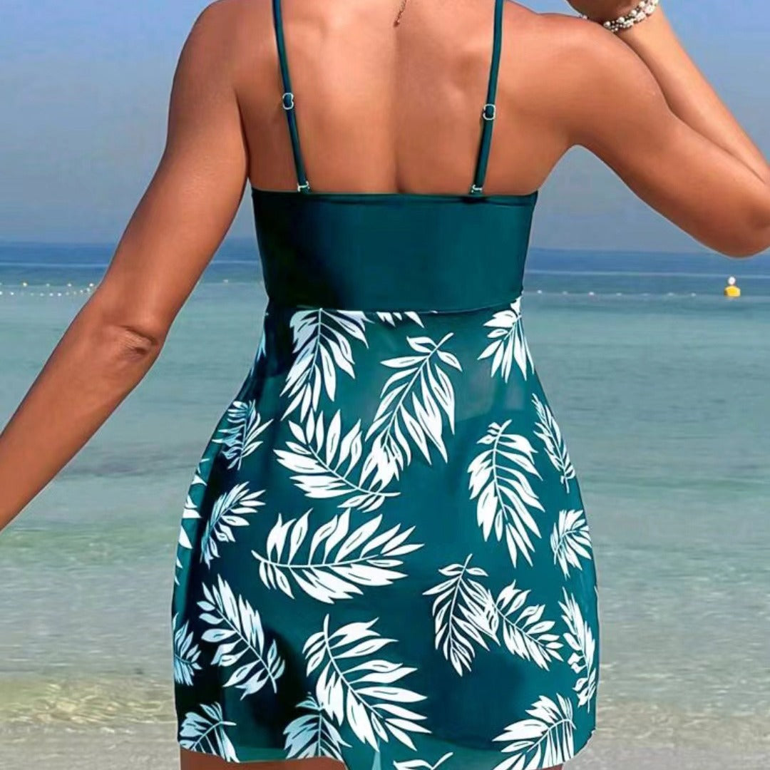 Damen Tankini-Set mit floralem Oberteil und sportlicher Shorts R&B