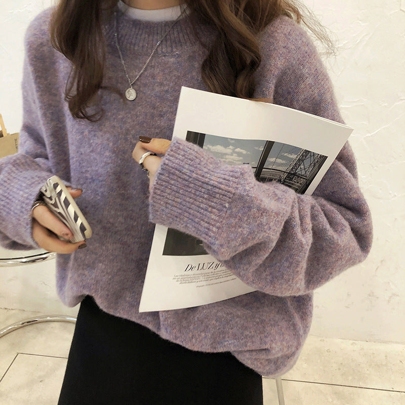 Damen Oversized Strickpullover mit weitem Schnitt und hohen Bündchen R&B