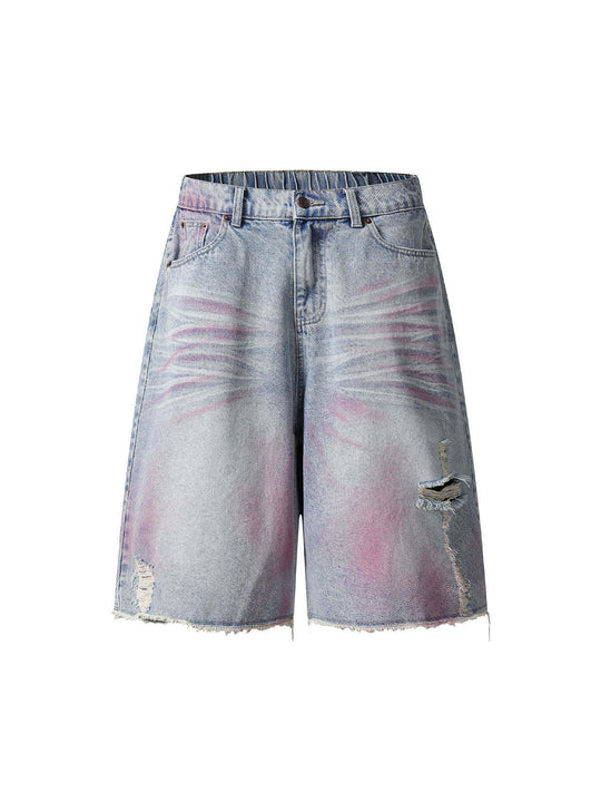 Damen Trendige Denim-Shorts mit einzigartigen Graffiti- und Destroyed-Details R&B