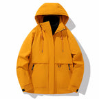 Damen funktionale Wetterjacke mit verstellbarem Kapuzenkragen und großzügigen Taschen