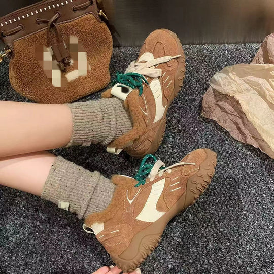 Damen Bequeme Outdoor-Sneaker mit wärmendem Innenfutter und modischer Schnürung R&B