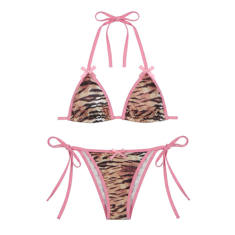 Damen Bikiniset mit animalischem Muster und verspielten Riemen R&B