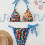 Damen Triangel-Bikini mit verspieltem Mustermix