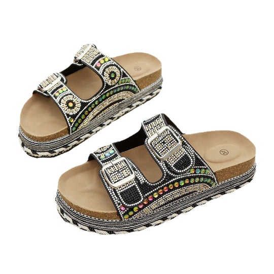 Damen Badesandalen mit elegantem Schmuck-Design und komfortablem Fußbett R&B