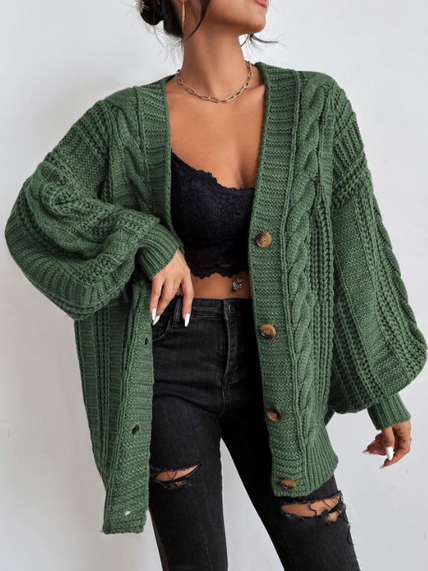 Damen Strickjacke mit oversized Passform und Zopfmuster R&B