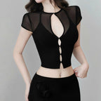 Damen Mesh-Oberteil mit dekorativem BindR&Band R&B
