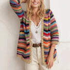 Damen Farbige Strickjacke mit fransigem Detail R&B